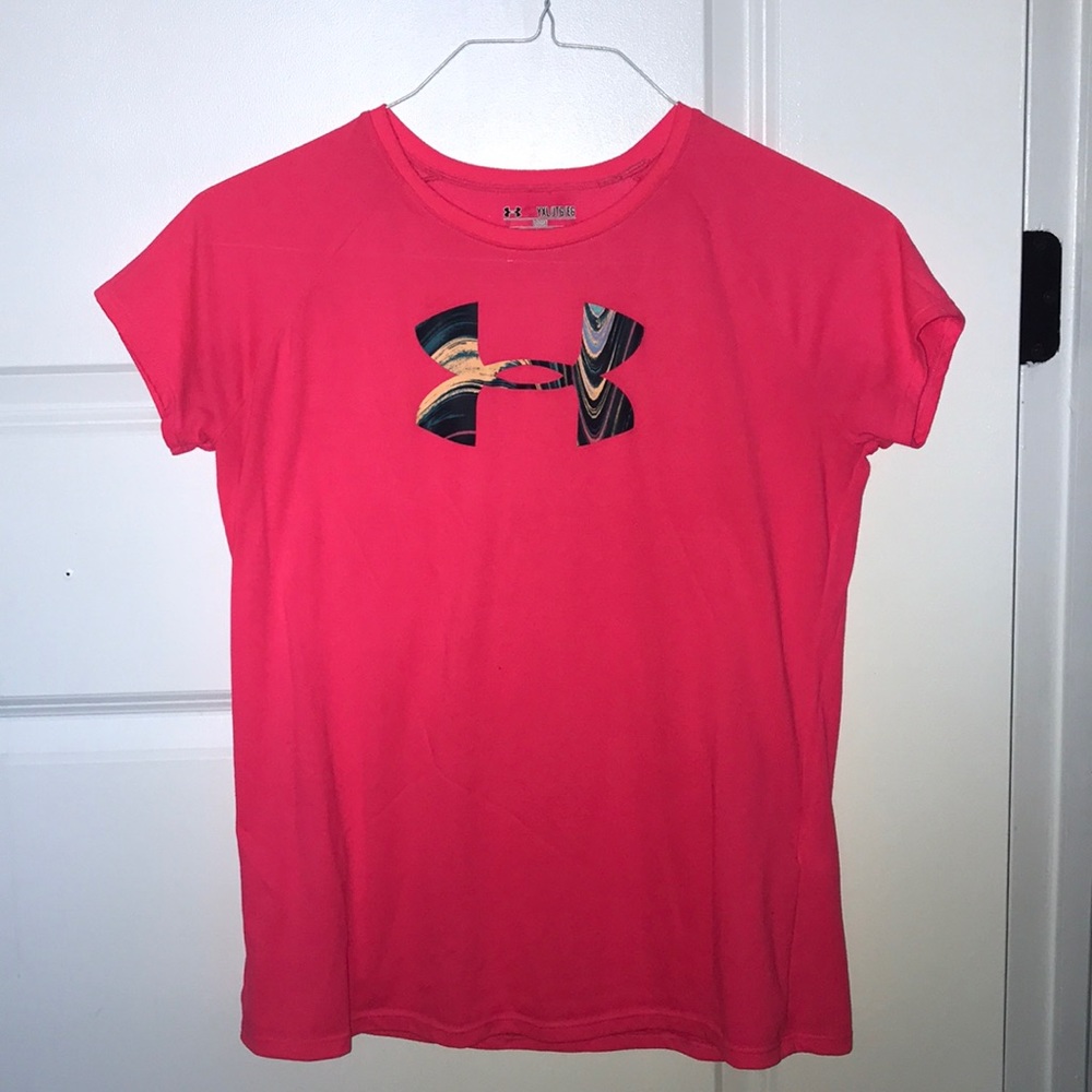 Hot pink under armour workout top